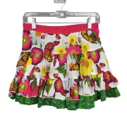 NWT DESIGUAL Girls Skirt 11/12 Reversible Butterfly Flower Print Pull On Tiered