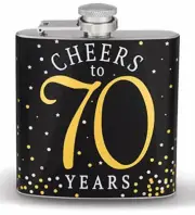 Cheers to 70 Years 6 oz Stainless Steel Alcohol Flask
