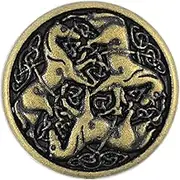 Bezelry 12 Pieces Celtic Horses Metal Shank Buttons. 18mm (11/16) (Antique Brass)