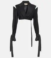 [Aya Muse] Aya Muse Xylo cutout cropped wool-blend blazer AU 12 black