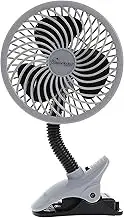 Dreambaby Pram Fan, Caged Stroller Fan for Babies - Adjustable Clip-On Fan - Portable and Convenient Cooling Solution for Strollers, Cribs, Table and Desk (Batteries not included) (Black)