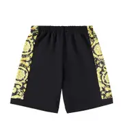 [Versace Kids] Versace Kids Barocco twill-trimmed jersey shorts Y 10 black