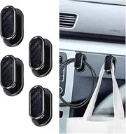 4 PCS Car Mini Hooks, Strong Self-Adhesive Backseat Hangers, Multifunctional Wall Hanging Hooks, Universal Hook Stickers for Key Charging Cable Earphone Car Interior Accessories (Carbon Fiber)