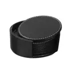 Round Coaster Set Black Drink Kitchen Accessories Placemats Coasters Pu