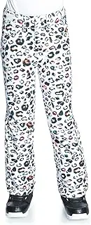[Roxy] Girls Backyard Printed Snow Pants (Bright White Leops (WBB4), Small (8))