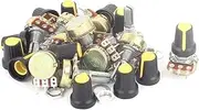 12Pcs (Control electrical) B100K 100K ohm Single Linear Rotary Taper Potentiometer (99ry295qf497) w Caps