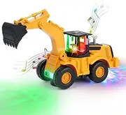 Kizeefun Construction Excavator Toy Kids Toy Digger Truck with Electric Universal Wheel Educational Toys Gifts with Lights and Sounds for 2 3 4 5 Years Old