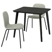LISABO / KARLPETTER table and 2 chairs, black/Gunnared light green black, 88x78 cm