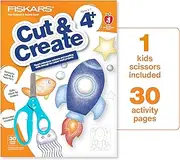 Fiskars Cut & Create Activity Book with 5in Kids Scissors - Gifts for Kids - Ages 4+