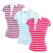 Adidas Women's ClimaLite Golf Stripe Polo Shirt Top, Color Options
