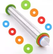 Adjustable Rolling Pin Stainless Steel with Thickness Rings and Baking Mat （New）
