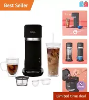 Compact Black Iced and Hot Coffee Maker with Reusable Tumbler - 16 oz Brew