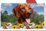 Redbone Coonhound Summer Flowers Mail Box Cover