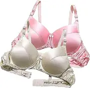 [XWSM] 100% Double-Sided Silk Bra 2PCS Ultra Soft Cup Women's Smooth Comfortable Wireless Bra Daily Full Coverage Lingerie Top (Color : D, Size : 85/38AB), D