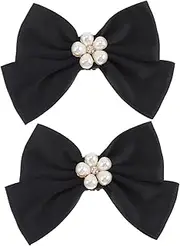 [Minkissy] 1 Pair Elegant Bow Pearls Shoe Clips Decorative Shoe Charms for Weddings Parties Daily Wear Reusable Lightweight Accessories to Enhance Your Footwear Style