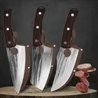 Cleaver Knife Butcher Chef Slicing Chop Bone Forged Steel Wood Handle Kitchen S