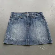 Limited Too Vintage Dead Stock Bedazzled Mid Rise Mini Jean Skirt - Girls 12