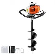 VEVOR Gas Post Hole Digger 63CC 2400W with 8 Drill Bits & 1 Extension Rod