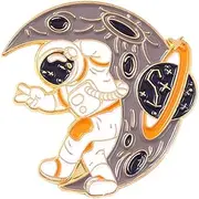 [Wzmzjy] Fashion Enamel Brooches Collection DIY Astronaut Pin Brooch for Kids Girl Jewelry Accessory Near, Moon