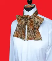 Leopard Print Georgette/Chiffon Cravat Neck Tie Head Scarf Band Belt Sash Bow