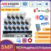 Hikvision 16CH CCTV Security System 5MP Hybrid ColorVu IR Camera Red Blue Light