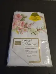 Vintage Sears French Bouquet Pink Rose Percale Standard Pillow Case Set NEW