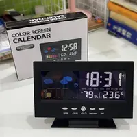 在飛比找momo購物網優惠-【寶盒百貨】送USB線 萬年曆濕溫度彩屏時鐘 天氣時鐘 LE