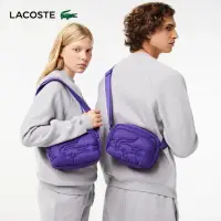 在飛比找momo購物網優惠-【LACOSTE】包款-鱷魚衍縫空氣斜背包(莓果紫)