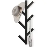 Cubilan Decorative Wall Shelf 16"Hx6"Wx3"D Vertical Metal Coat Rack in Black