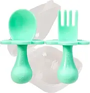Grabease Baby Spoons Toddler Spoons Baby Silverware Toddler Utensils, BPA-Free & Phthalate-Free for Baby & Toddler, 1 Set, Mint