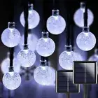 2-Pack 100 LED 32FT Crystal Globe Solar String Lights Outdoor, Waterproof Solar