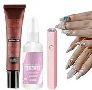 Solid Glue Gel for Nails | Strong Solid Nail Glue - Nail Remover Spray for Press On Nails, Gentle Solid Gel Nail Glue for Fake Nails