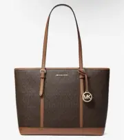 Michael Kors Jet Set Travel Small Logo Top-Zip Tote Bag 35S0GTVT1V, Brown, $398