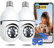 2 Pack Security Camera 2 Pack, 5G & 2.4GHz 2K Wireless Outdoor Security Cameras 360°PTZ for Home Security with Color Night Vision, Talk