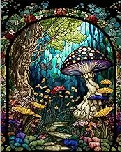 xackcme Mushroom Paint by Numbers for Adults - Stained Glass Paint by Number on Canvas Without Frame, DIY Oil Painting for Gift Home Wall Decor (16x20 inch)
