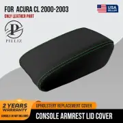 Console Lid Pull Over Armrest Cover Leather for Acura CL 2000-2003 Green Stitch