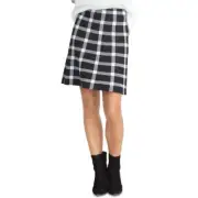 RACHEL ROY Women's Black/ivory Brooks Plaid Knit Pull On A-Line Skirt XL TEDO