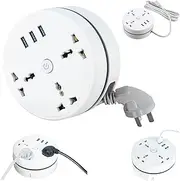 Civiliank Universal Power Strip, 5.9/9.2ft Extension Cord Retractable Power Strip with 3 Outlets and 3 USB Ports, Retractable Plug Power Strips for Office,Travel, Hotel, Dormitory, Home (9.2ft / 2.8m)