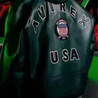 Men's Avirex USA Green Icon Bomber Leather Jacket Cowhide Fashion Varsity Jacket