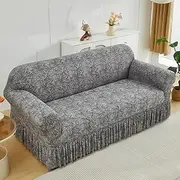 [Xiao Hua] Sofa Cover for Sofas Stretch Couch Covers for Living Room Easy Fit Washable Furniture Sofa Protector with Skirt,1 Piece (tyle H,4 Seat)