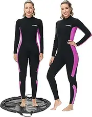 Lansru Wetsuits with Waterproof Changing Mat Bag, Upgrade CR Neoprene 3/2mm Full Suits, Ideal Thermal Diving Suit in Cold Water, Back Zip for Surfing Snorkeling Diving Swimming