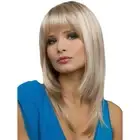 Womens Ombre Blonde Straight Wig with Bangs Shoulder Length Bob Style Full Wigs