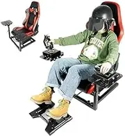 Dardoo Flight Game Cockpit with Redseat and Racing Simulator Mount, Compatible with Thrustmaster Hotas Warthog, Logitech X52 X56, Not Included pedal Throttle Joystick