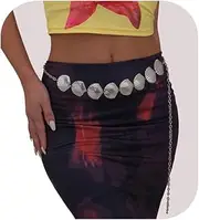 [WFik] Silver Gold Big Shell Waist Chain Belt Bikini Waist Chains Jewelry Summer Beach Shell Waist Belly Chain Adjustable Metal Link Belly Belt for Women