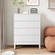 GUAWJRZDP Simplistic 4 Drawer Chest for Bedroom, Modern Chest of Drawers, Wood Storage Cabinet Chest of Drawers Organizer, for Living Room Hallway Closet(White)