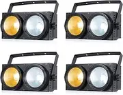 200W COB LED Stage Par Lights 2-in-1 Cool & Warm White Spotlight Stage Audience Light with DMX Control Sound Auto for DJ Theater Photostudio Party Show Wedding 4Packs