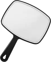 Large Hand Mirror,Makeup Mirror,Salon Barber Hairdressing Handheld Mirror with Handle(Square Black 10.3"x7.4")