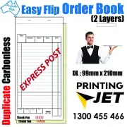 100x DL Size Duplicate Carbonless Restaurant Docket Order Book [RD102]