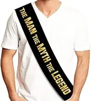 Groom Bucks Night Sash - The Man, The Myth, The Legend - Bachelor Party Supplies, Stag Do Party Decorations, Ideas, Gifts, Jokes and Favors