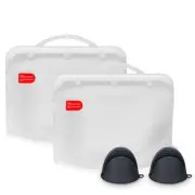 Silicone Microwave Steam Sterilizer Bags with Mini Oven Gloves, Reusable Sili...